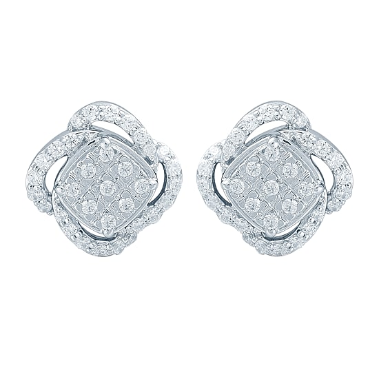 1/2 CT. T.W. Natural White Diamond Sterling Silver 10.1mm Stud Earrings
