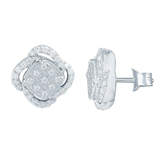 1/2 CT. T.W. Natural White Diamond Sterling Silver 10.1mm Stud Earrings