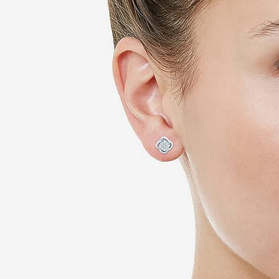 1/2 CT. T.W. Natural White Diamond Sterling Silver 10.1mm Stud Earrings