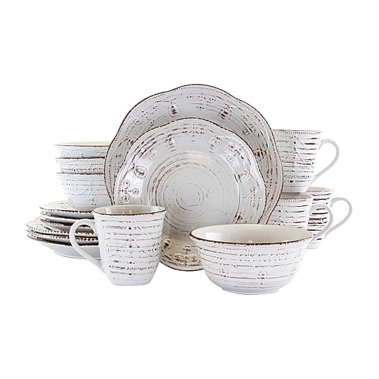 Elama Rustic Birch 16-pc. Stoneware Dinnerware Set