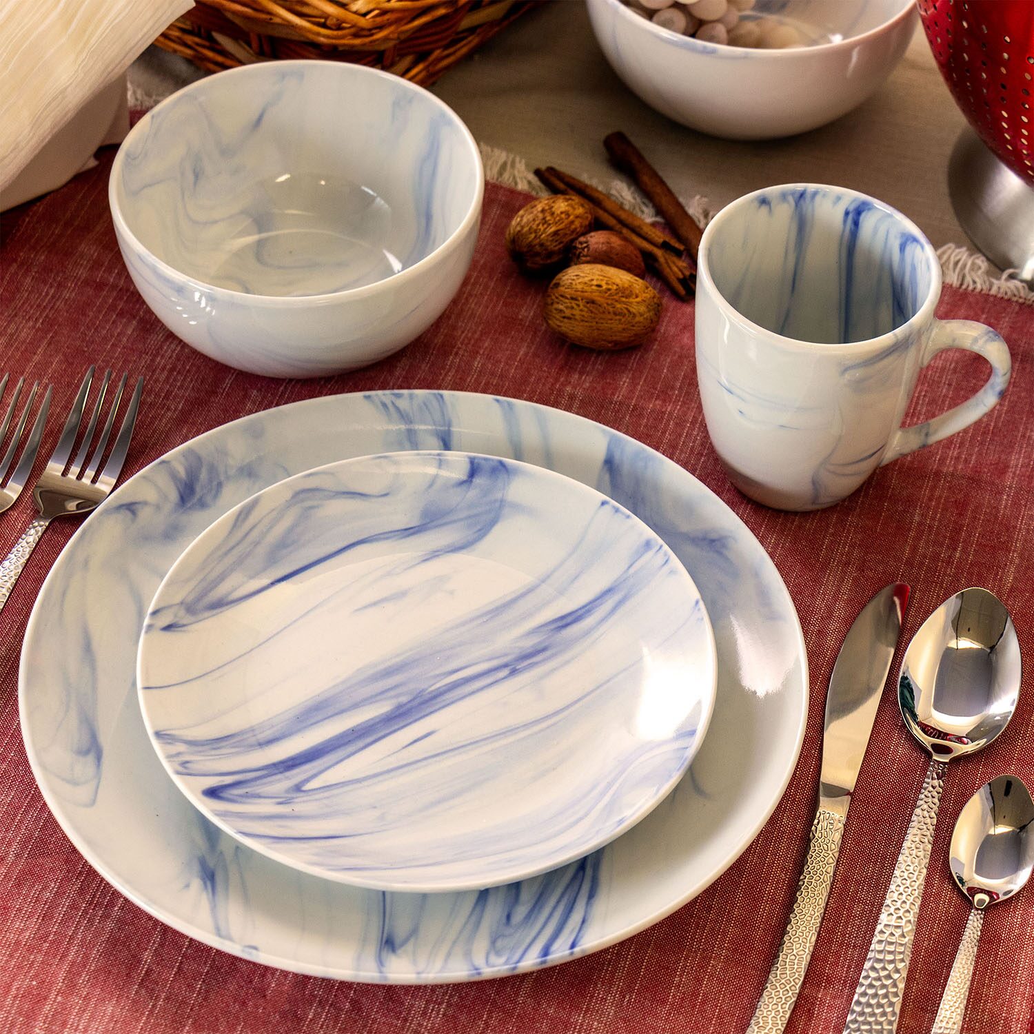 Elama Fine Marble 16-pc. Stoneware Dinnerware Set