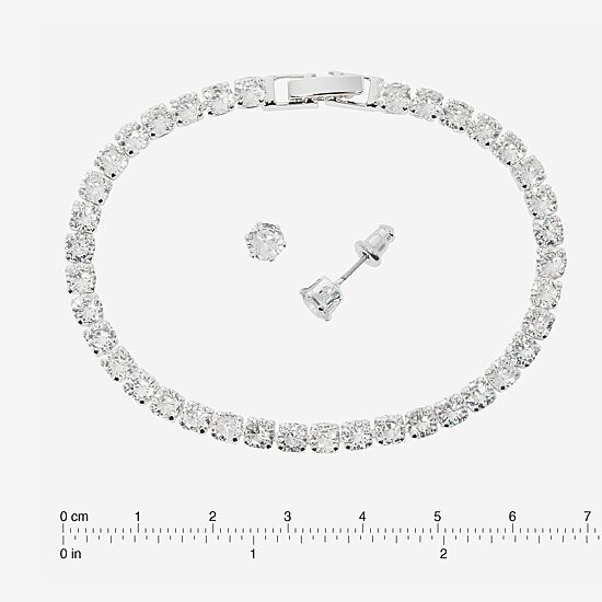 Sparkle Allure Light Up Box Womens Cubic Zirconia Pure Silver Over Brass Round 2-pc. Jewelry Set