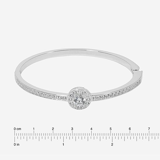 Sparkle Allure Womens Cubic Zirconia Pure Silver Over Brass Bangle Bracelet