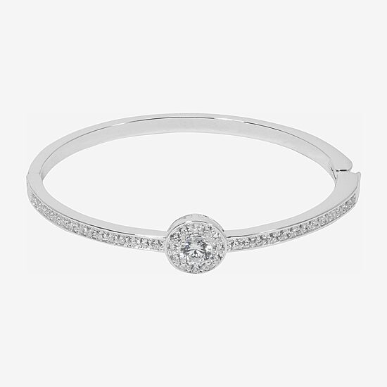 Sparkle Allure Womens Cubic Zirconia Pure Silver Over Brass Bangle Bracelet