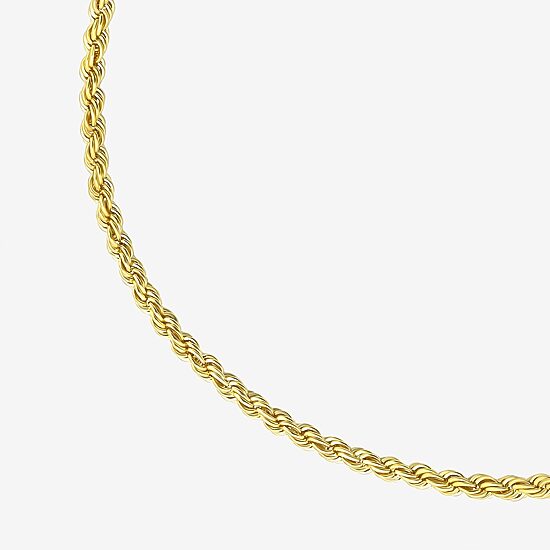 Womens 10K Gold 9 Inch Hollow Rope Ankle Bracelet