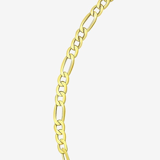 Womens 10K Gold 9 Inch Hollow Figaro Ankle Bracelet