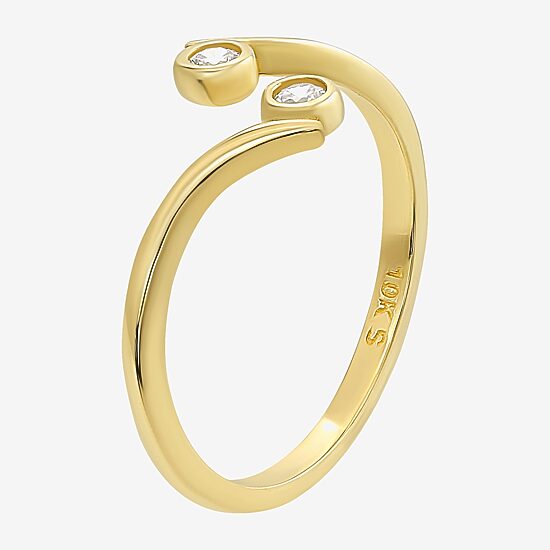 White Cubic Zirconia 10K Gold Adjustable Toe Ring