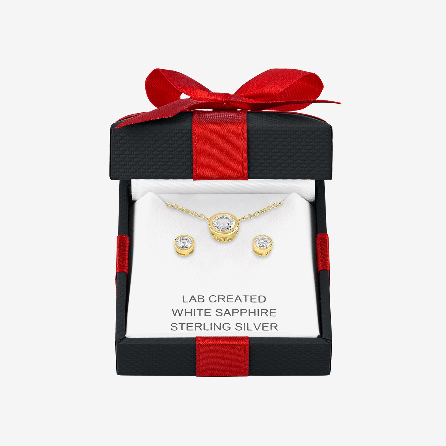 Yes, Please! Womens Lab Created White Sapphire 14K Gold Over Silver Round 2-pc. Jewelry Set