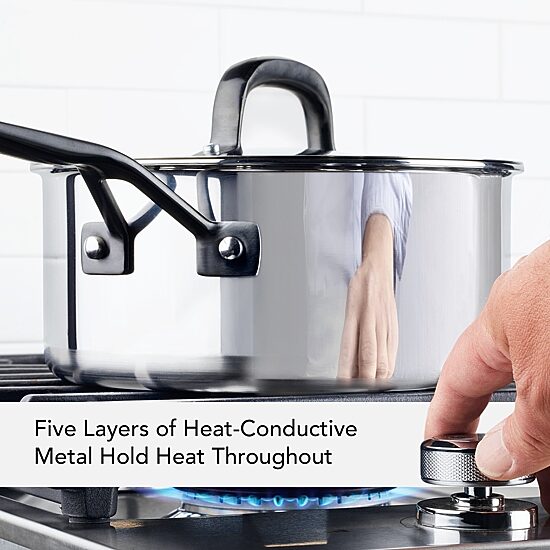 KitchenAid 5-Ply Clad Stainless Steel 3-qt. Sauce Pan with Lid