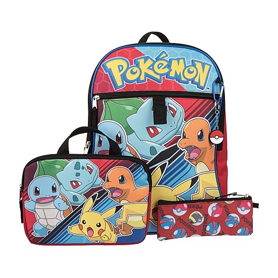 Licensed 5 Piece Pokemon Backpack Set with Utility Pouch