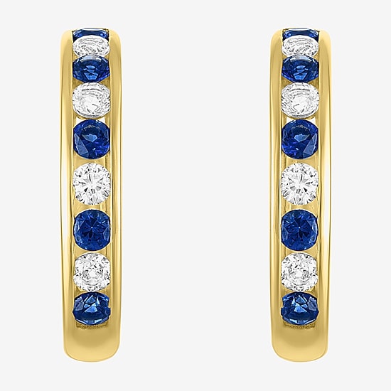 Lab Created Gemstone 14K Gold Over Silver 20mm Hoop Earrings