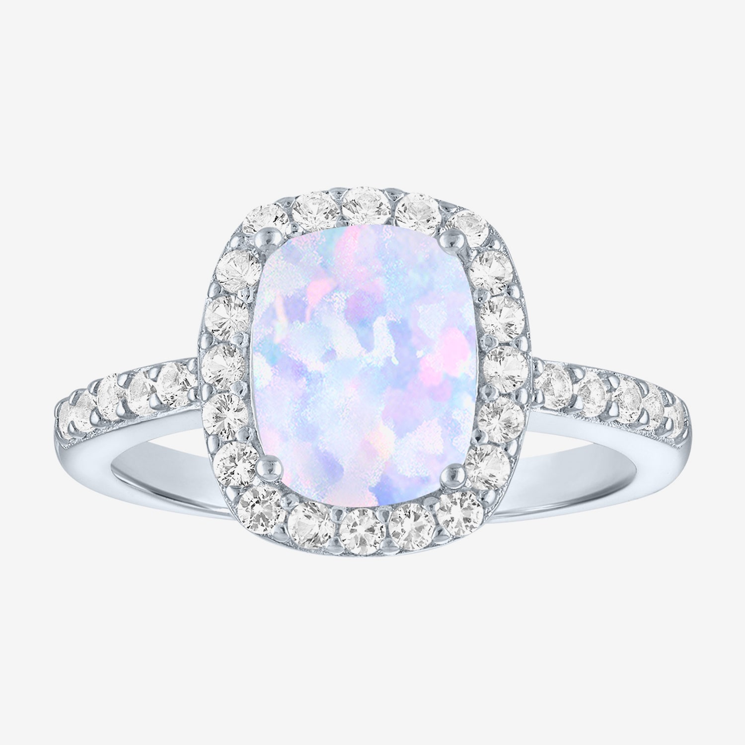 Womens Lab Created Gemstone Sterling Silver Halo Cocktail Ring