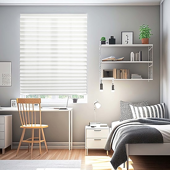 Eco Estates Fabric Cordless Light-Filtering Pleated Shade