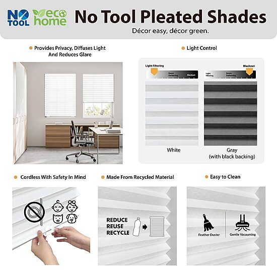 Eco Estates Fabric Cordless Blackout Pleated Shade