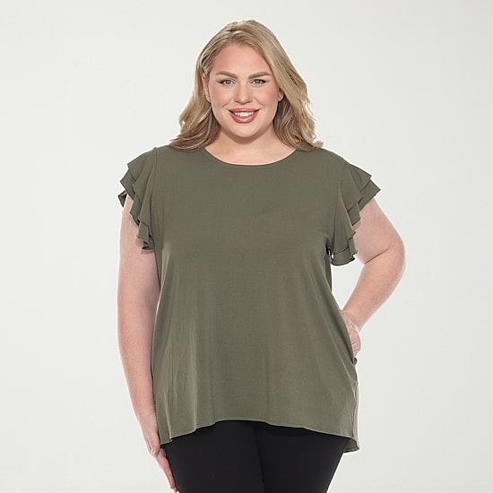White Mark Plus Womens Round Neck Short Sleeve Tunic Top