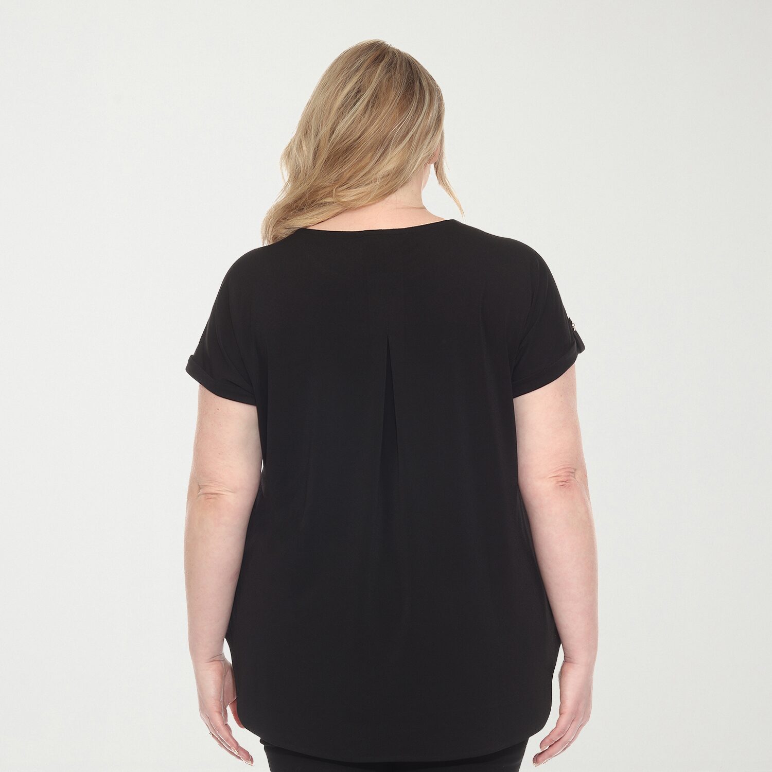 White Mark Plus Womens Round Neck Short Sleeve Tunic Top