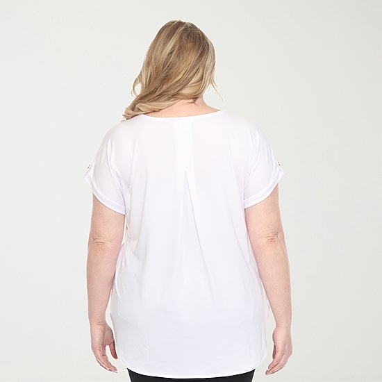 White Mark Plus Womens Round Neck Short Sleeve Tunic Top