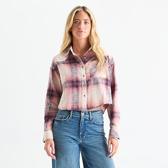 a.n.a Plaid Womens Long Sleeve Regular Fit Button-Down Shirt