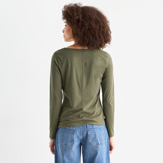 a.n.a Womens Round Neck Long Sleeve Adaptive T-Shirt