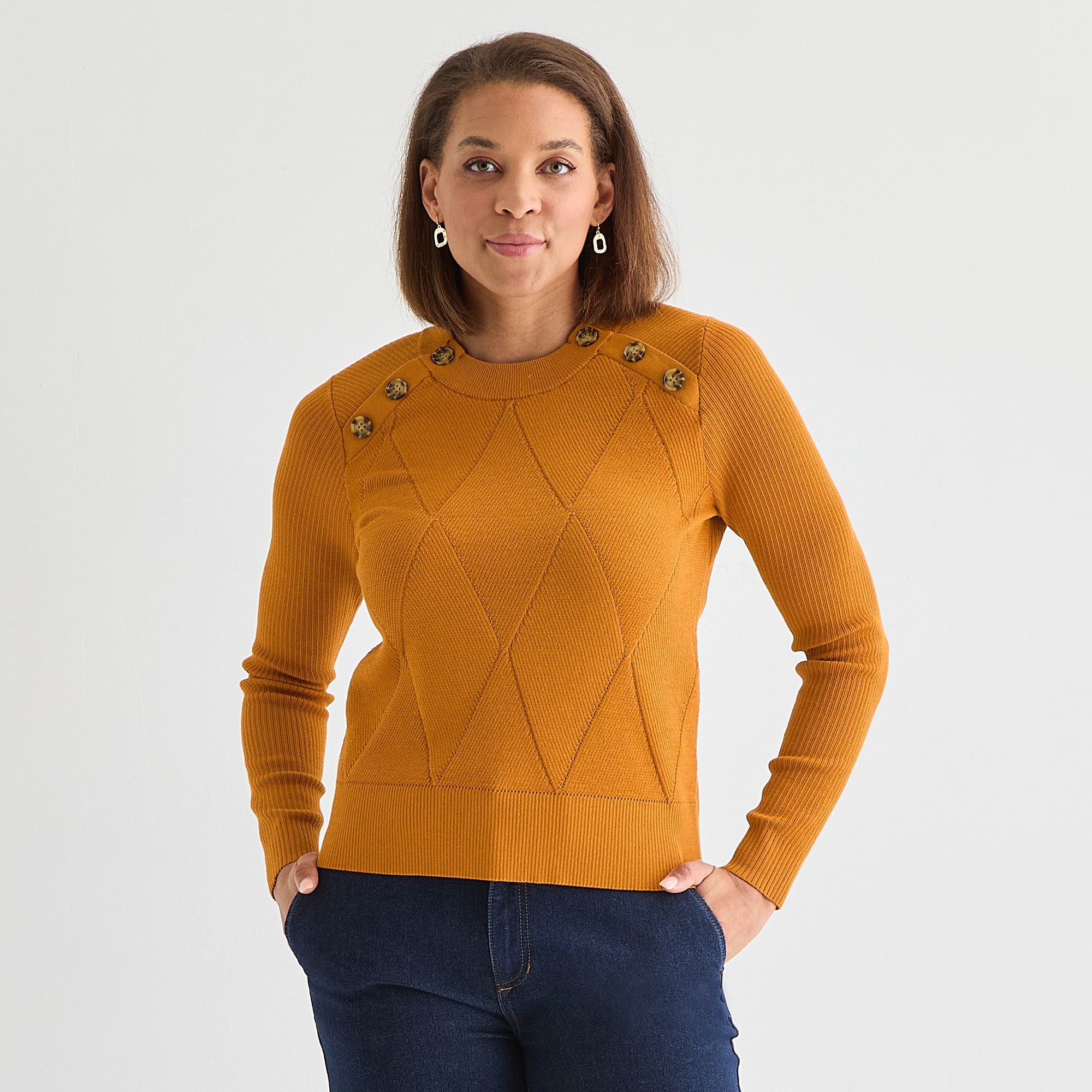 Liz Claiborne Womens Crew Neck Long Sleeve Pullover Sweater