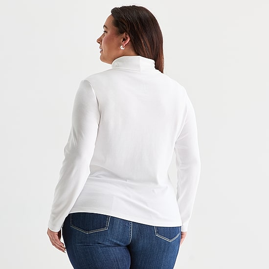 St. John's Bay Womens Plus Long Sleeve Turtleneck