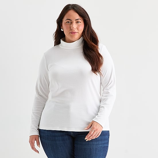 St. John's Bay Womens Plus Long Sleeve Turtleneck