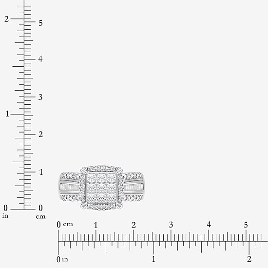 Womens 1 CT. T.W. Lab Grown White Diamond Side Stone Halo Engagement Ring