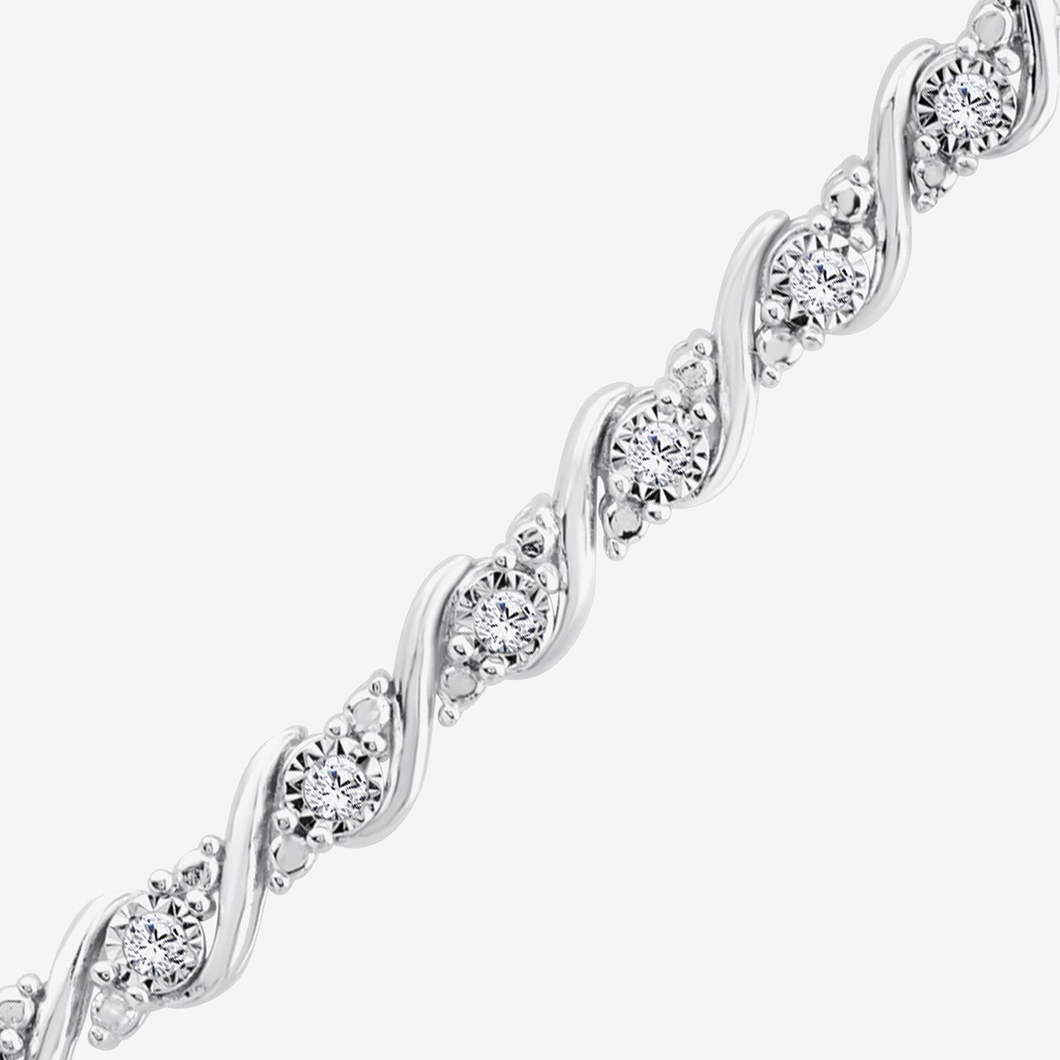 (I1/H) White Diamond Sterling Silver 18 Inch Tennis Necklace