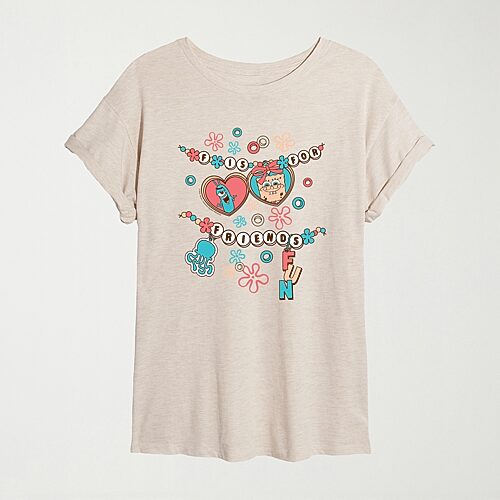 Womens Juniors Crew Neck Short Sleeve Oversized Spongebob Graphic T-Shirt, X-large, Beige
