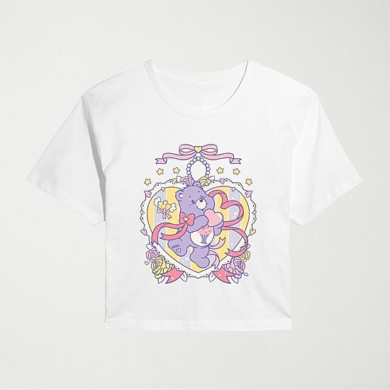Womens Juniors Crew Neck Short Sleeve Regular Fit Care Bears Graphic T-Shirt