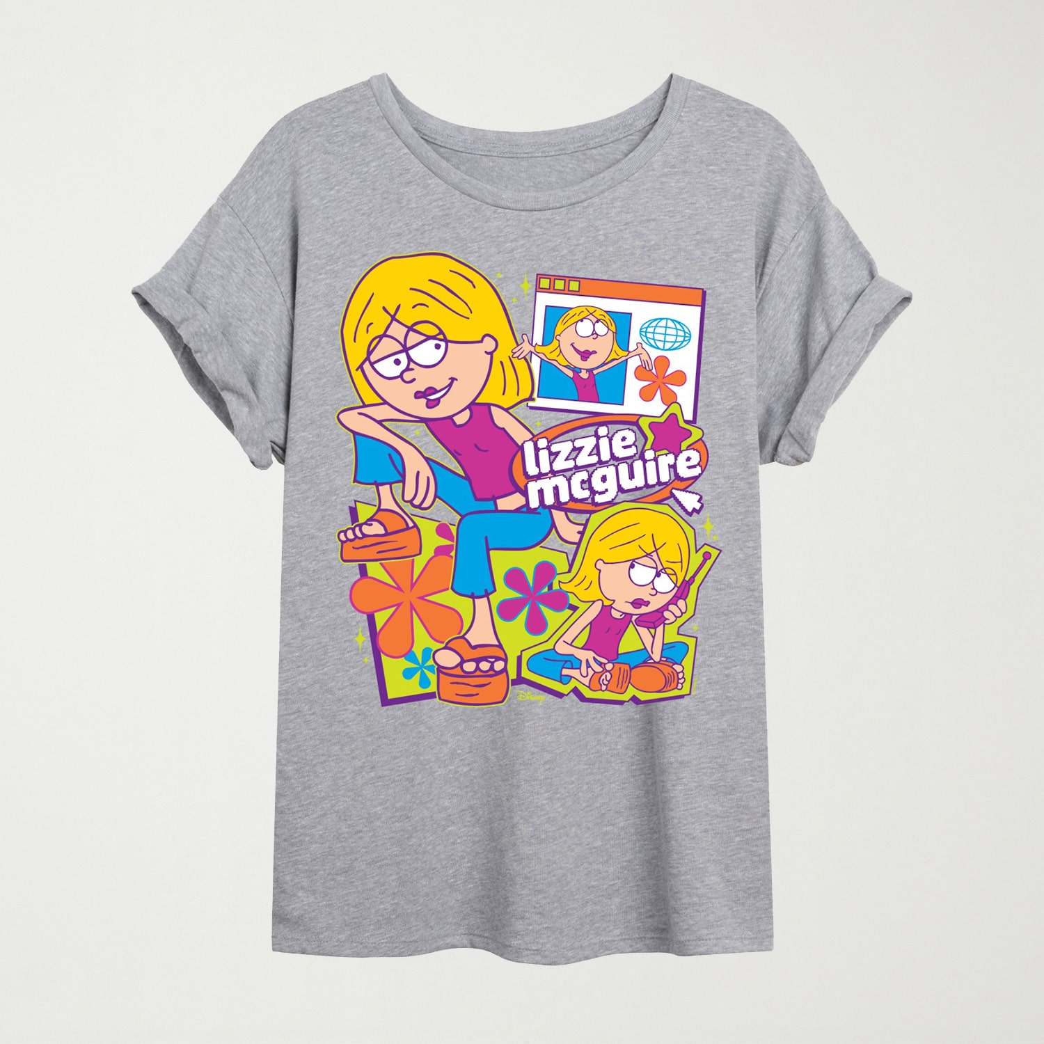 Womens Juniors Crew Neck Short Sleeve Oversized Graphic T-Shirt