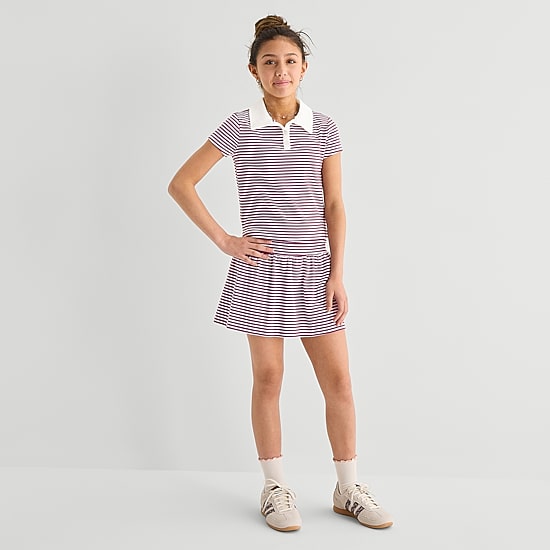 Eyeshadow Big Kid Girls Short Sleeve Regular Fit Polo Shirt