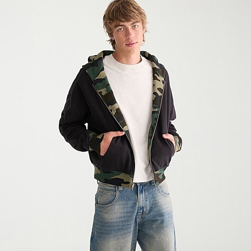 Aéropostale Mens Long Sleeve Fleece Zipper Hoodie In Black