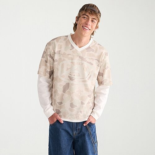 Aéropostale Mens V Neck Long Sleeve Jersey In Beige