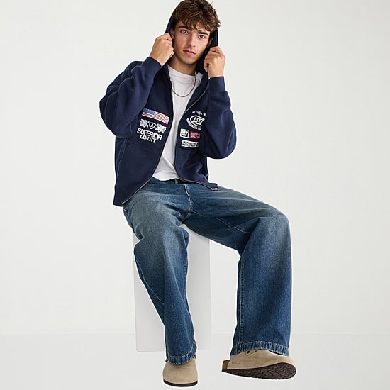 AEROPOSTALE Mens Long Sleeve Fleece Zipper Hoodie