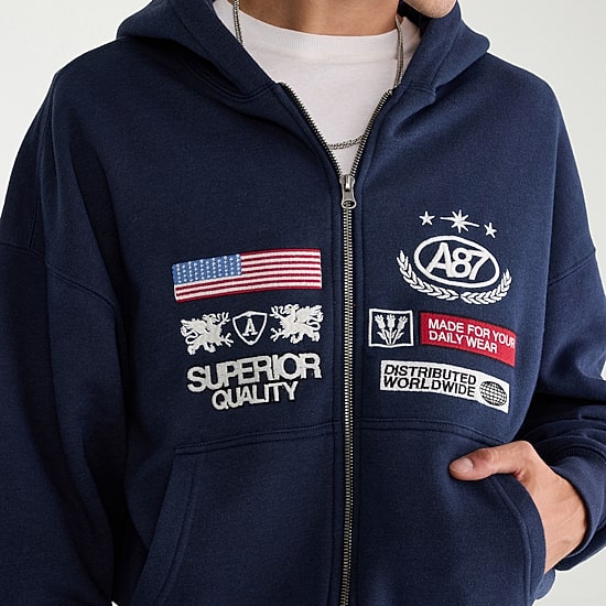 AEROPOSTALE Mens Long Sleeve Fleece Zipper Hoodie