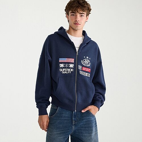 Aéropostale Mens Long Sleeve Zipper Hoodie In Blue
