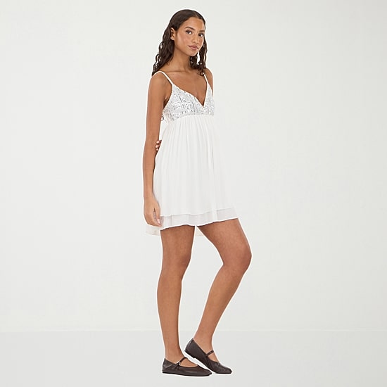 Forever 21 Womens Juniors V Neck Sleeveless Babydoll Dress
