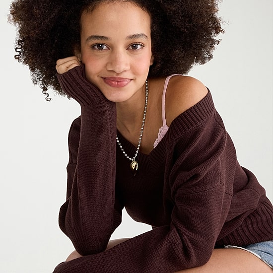 AEROPOSTALE Juniors Womens V Neck Long Sleeve Pullover Sweater