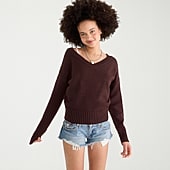 AEROPOSTALE Juniors Womens V Neck Long Sleeve Pullover Sweater