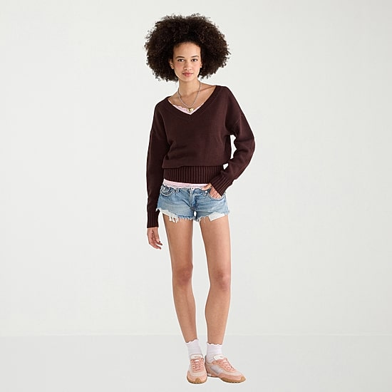 AEROPOSTALE Juniors Womens V Neck Long Sleeve Pullover Sweater