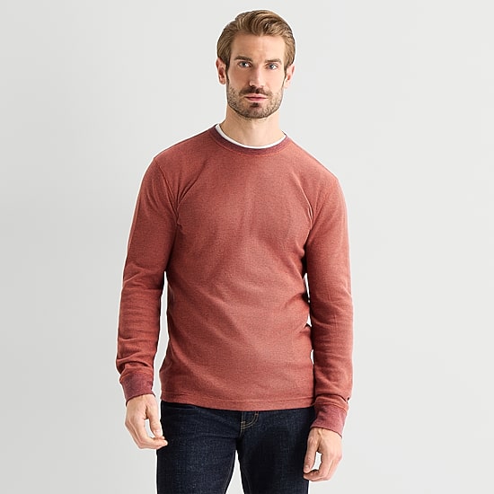 St. John's Bay Waffle Mens Crew Neck Long Sleeve Classic Fit Thermal Top