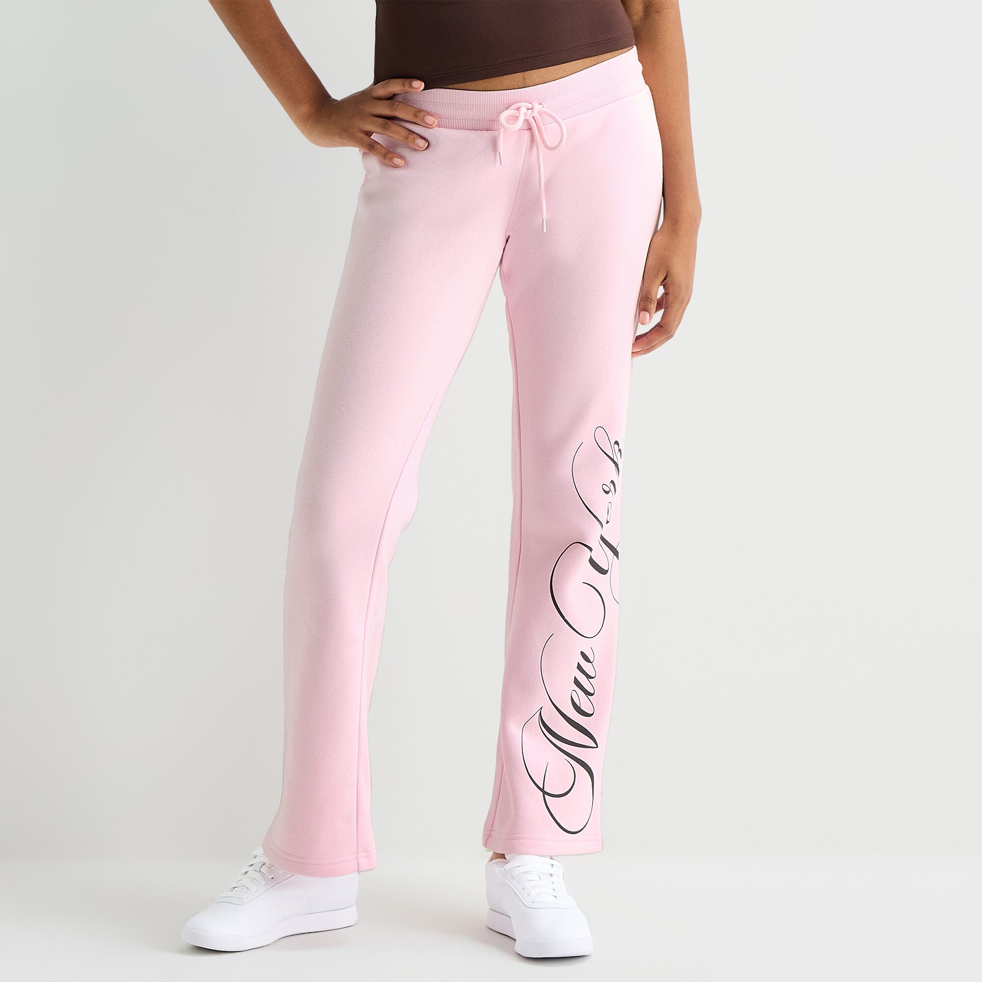 Forever 21 Womens Juniors Wide Leg Mid Rise Fleece Sweatpant