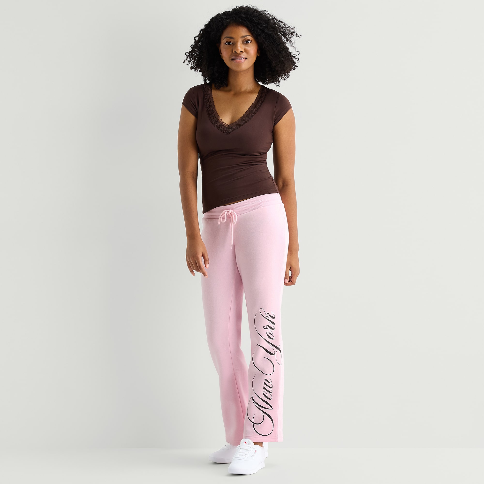Forever 21 Womens Juniors Wide Leg Mid Rise Fleece Sweatpant