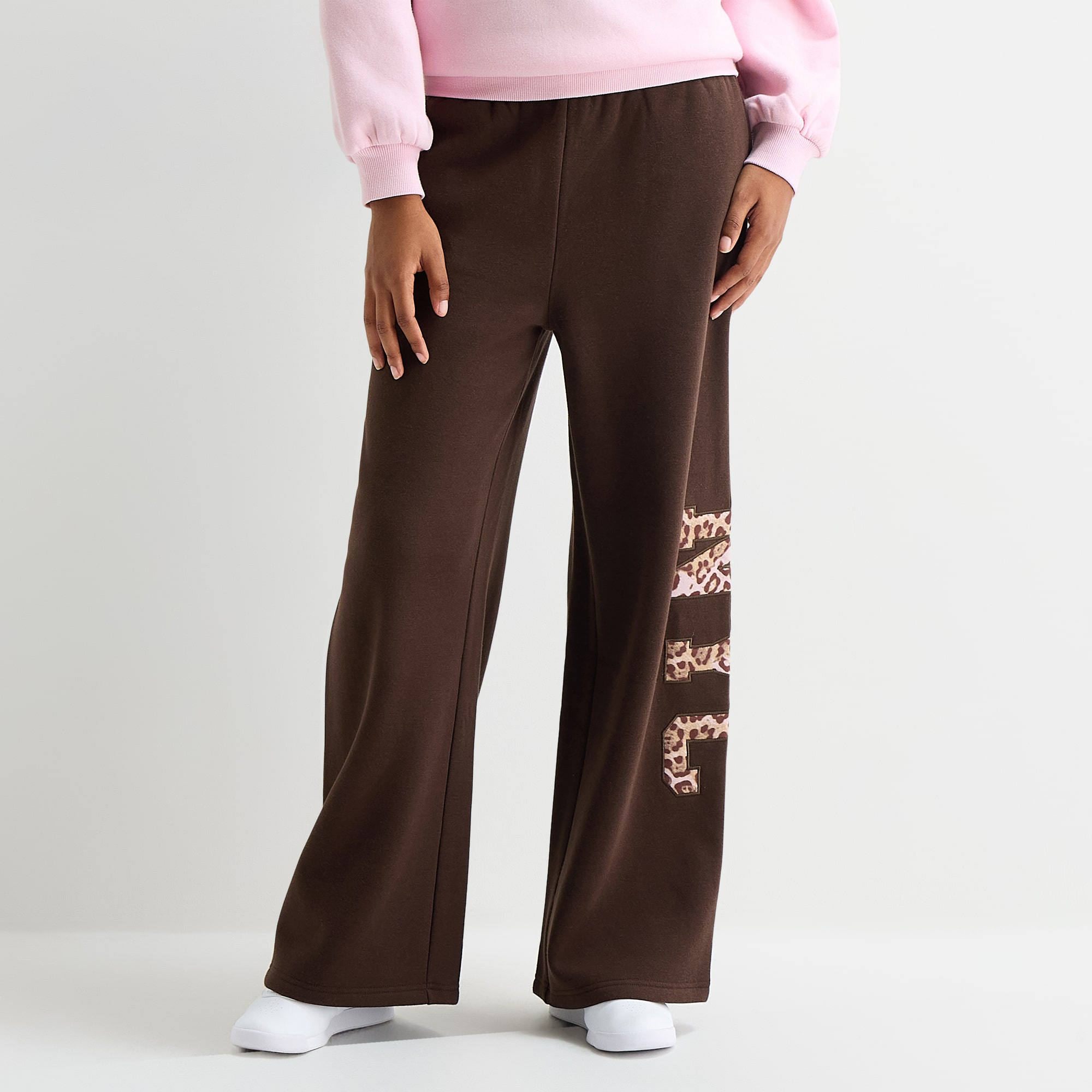 Forever 21 Womens Juniors Wide Leg Mid Rise Fleece Sweatpant