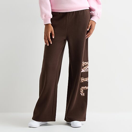 Forever 21 Womens Juniors Wide Leg Mid Rise Fleece Sweatpant