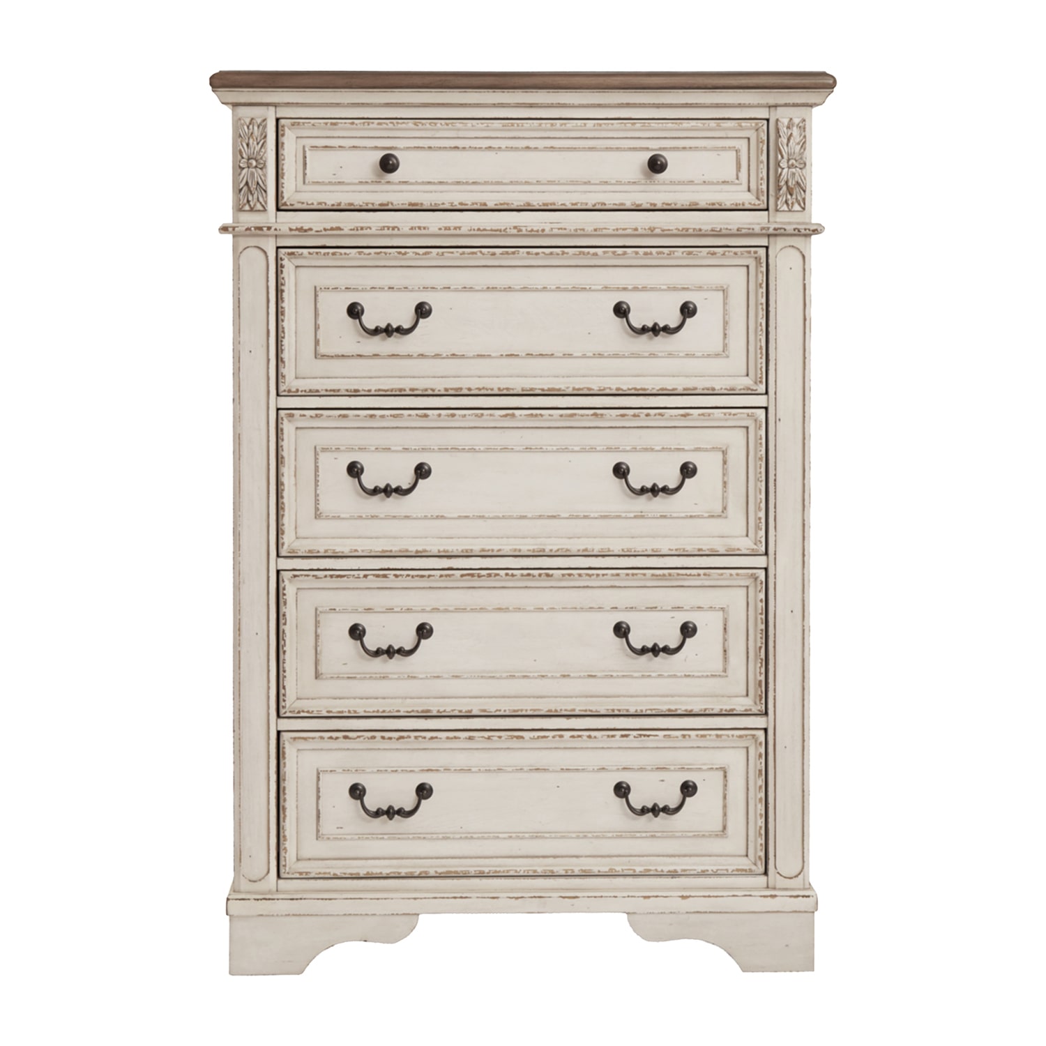 Signature Design by Ashley Realyn 5-Drawer Chest of Drawers in Chipped White