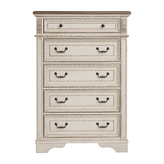 Signature Design by Ashley Realyn 5-Drawer Chest of Drawers in Chipped White