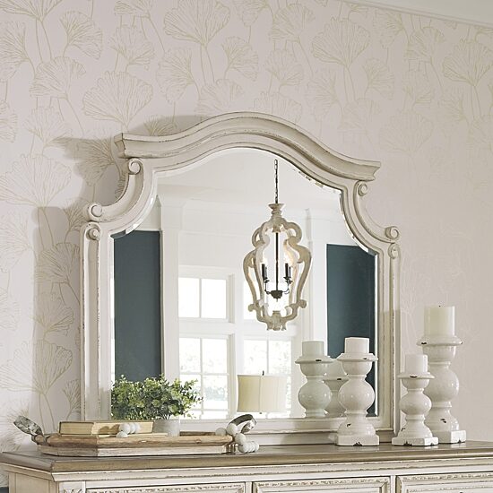 Signature Design by Ashley Realyn 44" Bedroom Dresser Mirror in Chipped White