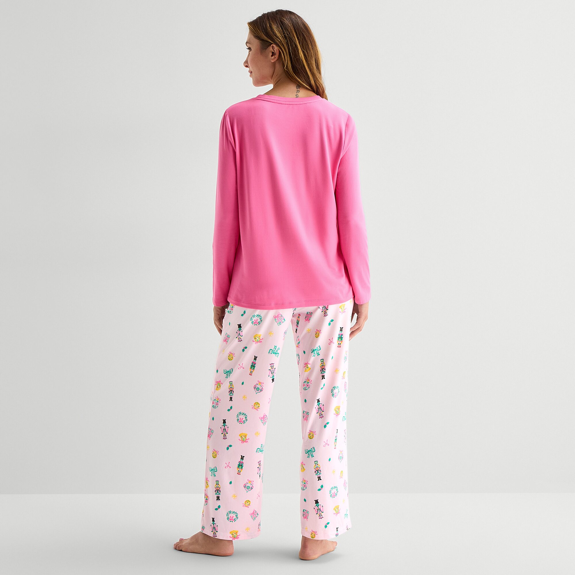 Jaclyn Womens Crew Neck Long Sleeve 2-pc. Pajama Set